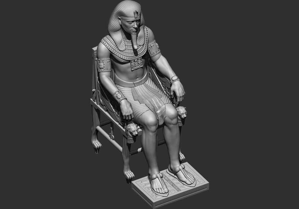 Ancient Egyptian Pharaoh on Royal Throne – High Detail STL 3D Printable Statue (13)