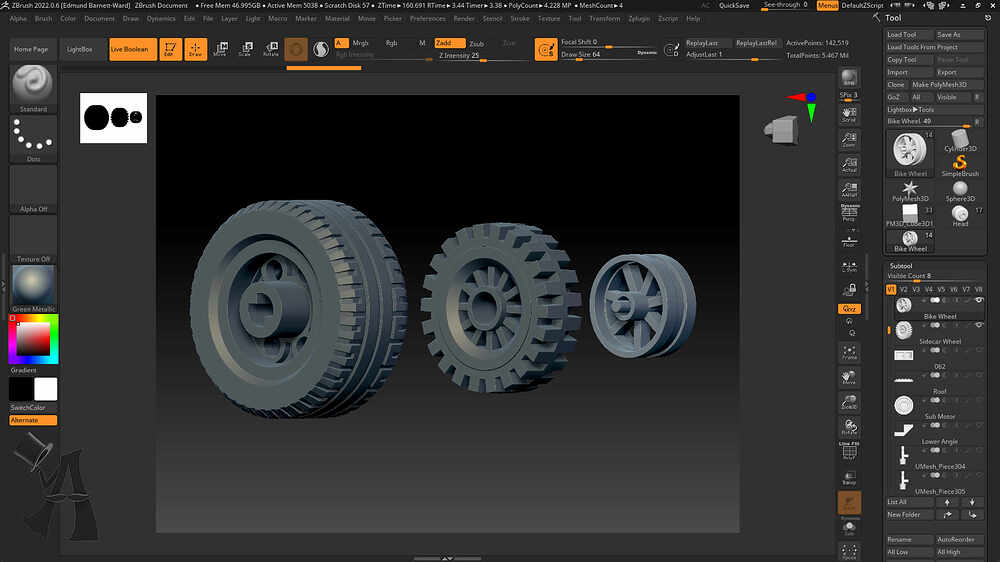 Wheels Created in ZBrush