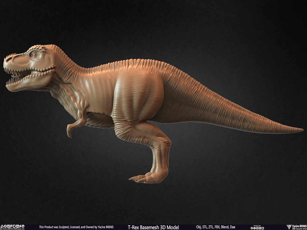 T-Rex Basemesh 3D Model (Tyrannosaurus Rex) Sculpted By Yacine BRINIS Set 015