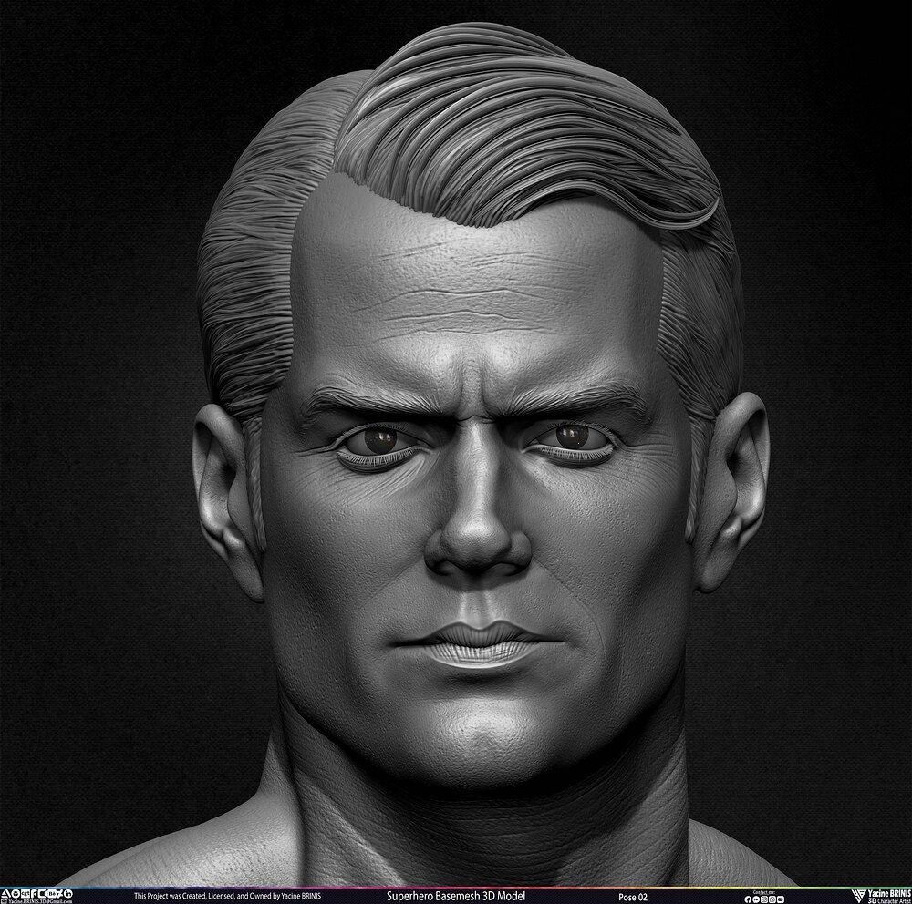 Super-Hero Basemesh 3D Model - Henry Cavill- Man of Steel - Superman - Pose 02 Sculpted by Yacine BRINIS Set 030