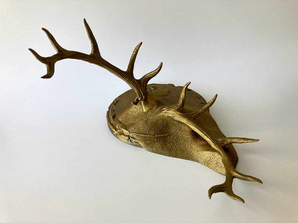 Decorative Stand with Elk Antlers on Post-Apocalyptic Pedestal - 2