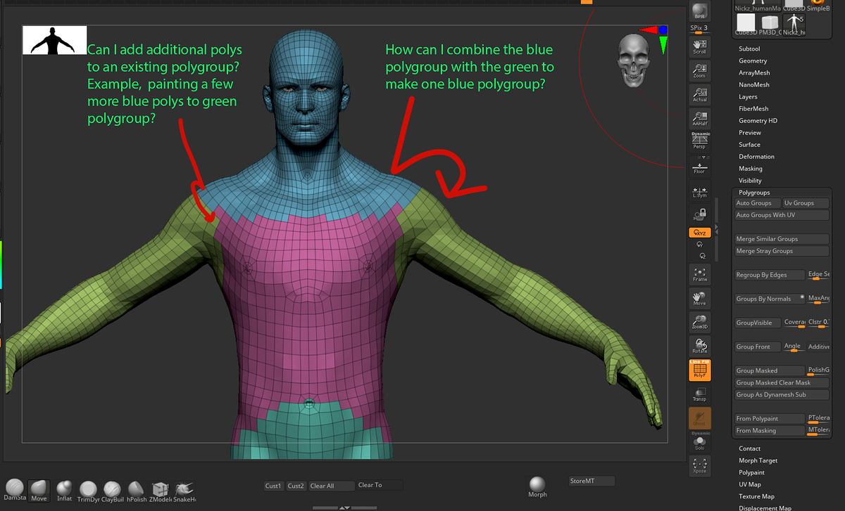 how to assign mew poly group after extract in zbrush