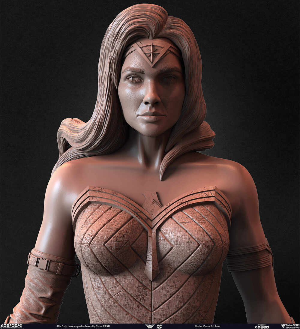 Wonder Woman Gal Gadot 3D Model sculpted by Yacine BRINIS 030