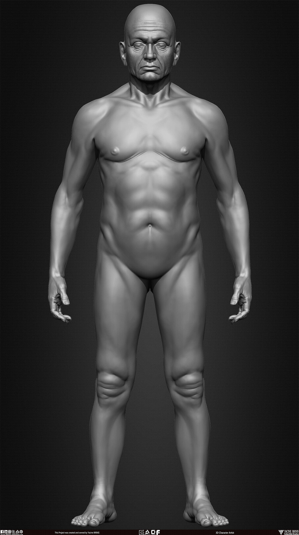 Old Man Basemesh 3D Model By Yacine BRINIS Anatomy Set 015