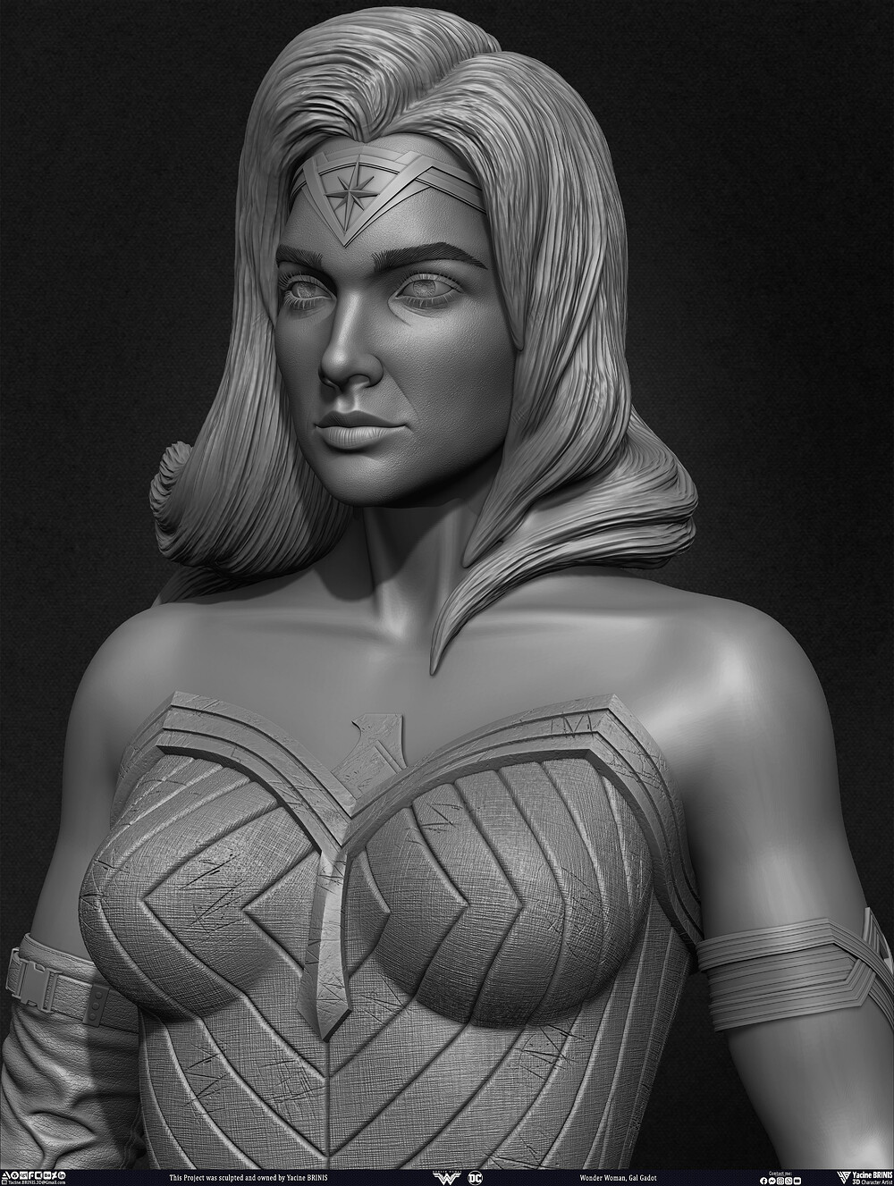 Wonder Woman Gal Gadot 3D Model sculpted by Yacine BRINIS 011