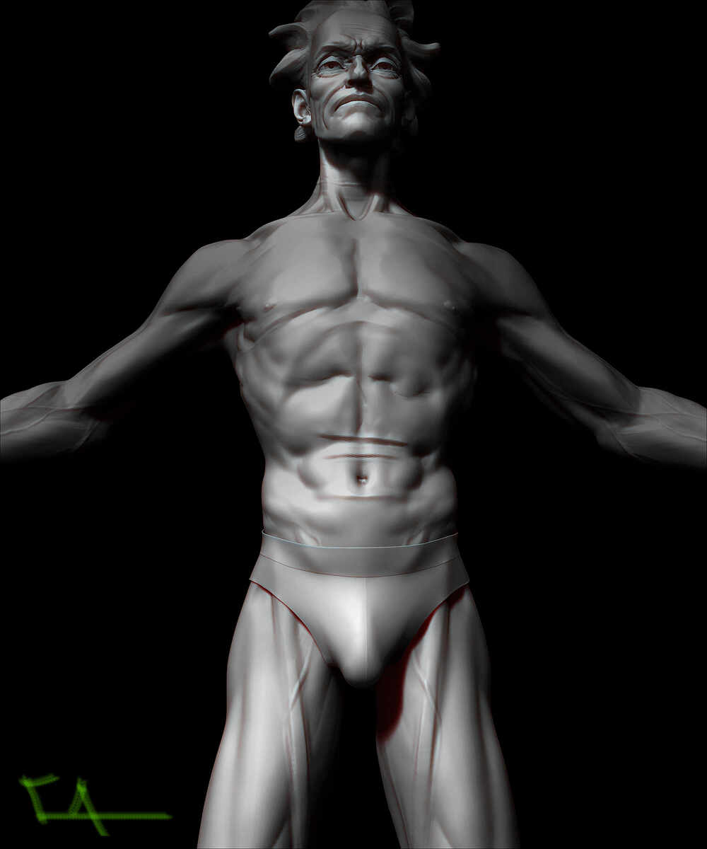 Realistic Rick Sanchez by Darya Girina sculpting_T_Pose_Life size anatomy_11