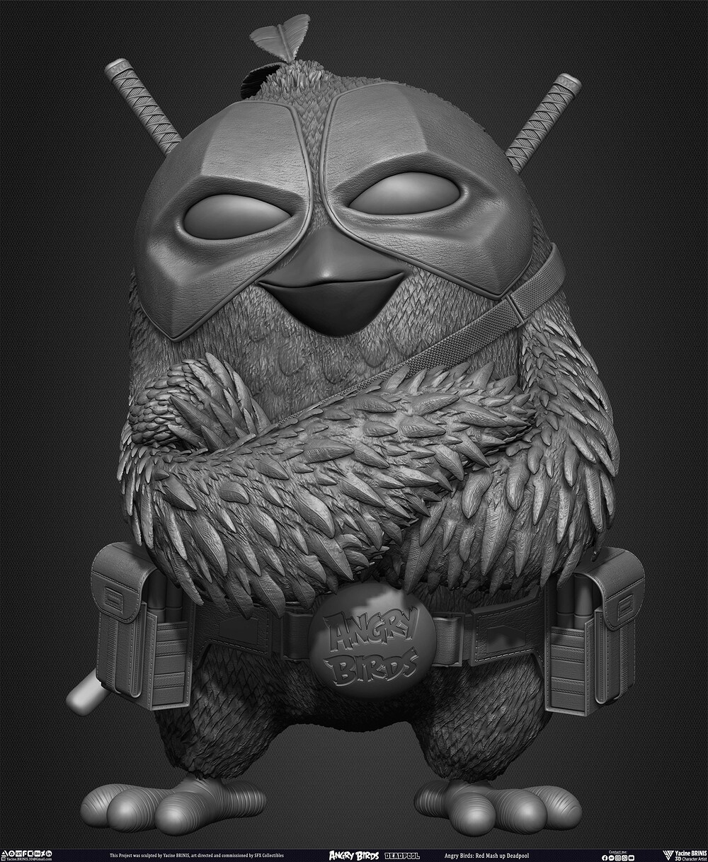 Red Mash Up Deadpool Angry Birds Movie 02 Rovio Entertainment sculpted By Yacine BRINIS 005