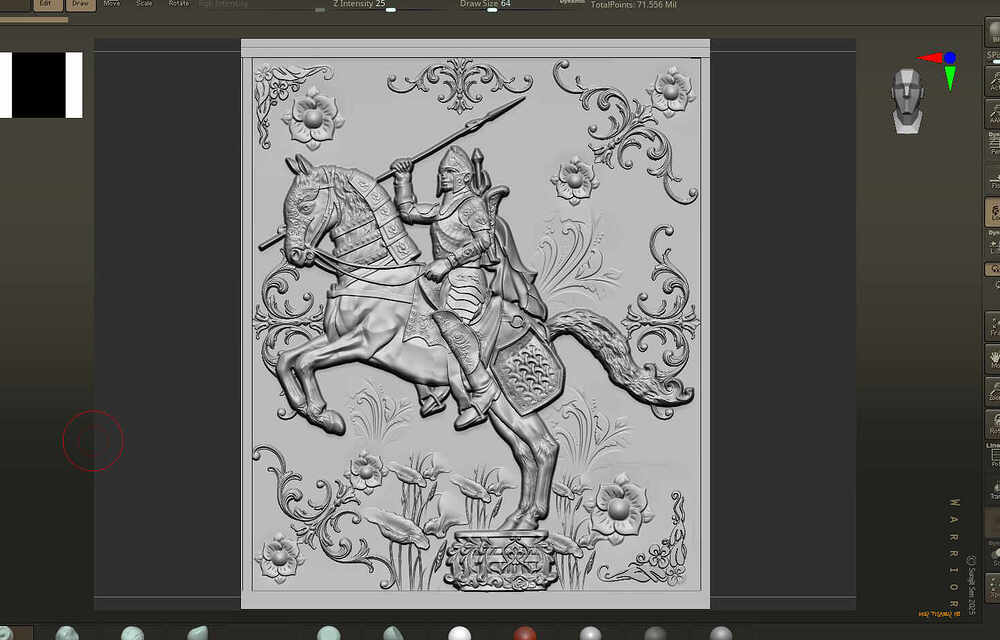 Warrior_relief_Digital_Sculpture_March2025_WIP