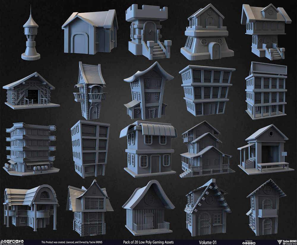 20 Low Poly Gaming Assets Volume 01 Sculpted By Yacine BRINIS Set 22