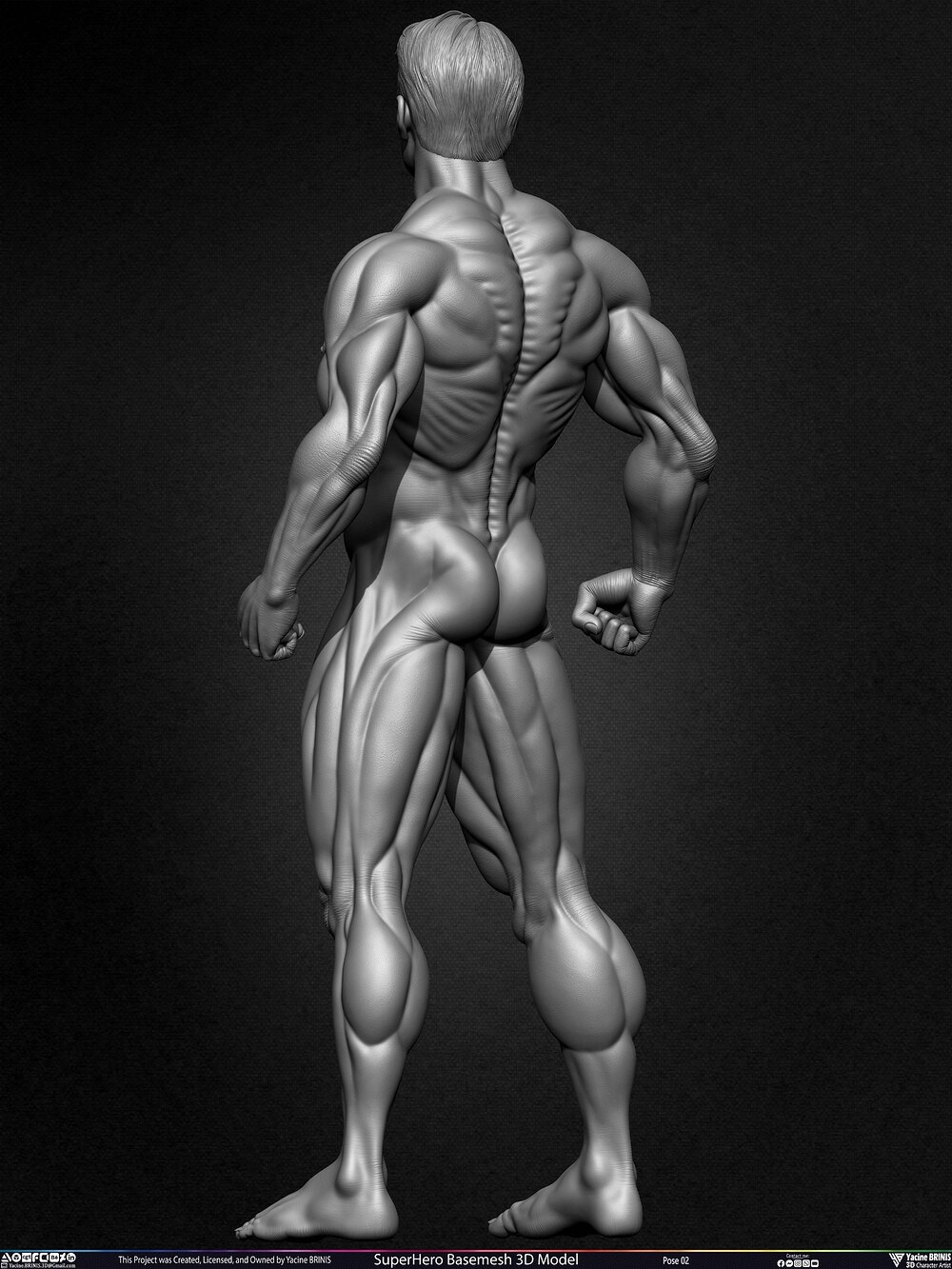 Super-Hero Basemesh 3D Model - Henry Cavill- Man of Steel - Superman - Pose 02 Sculpted by Yacine BRINIS Set 016