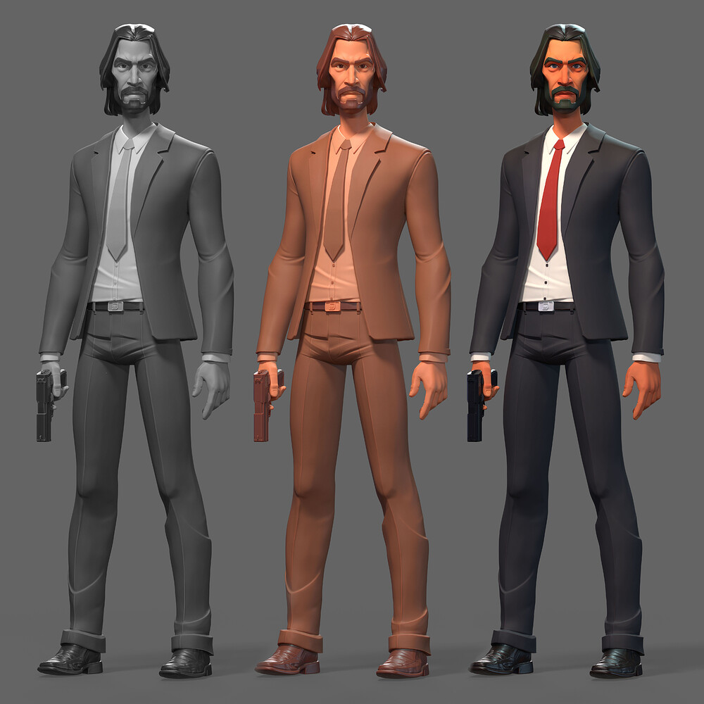 Stylized John Wick Character Combined