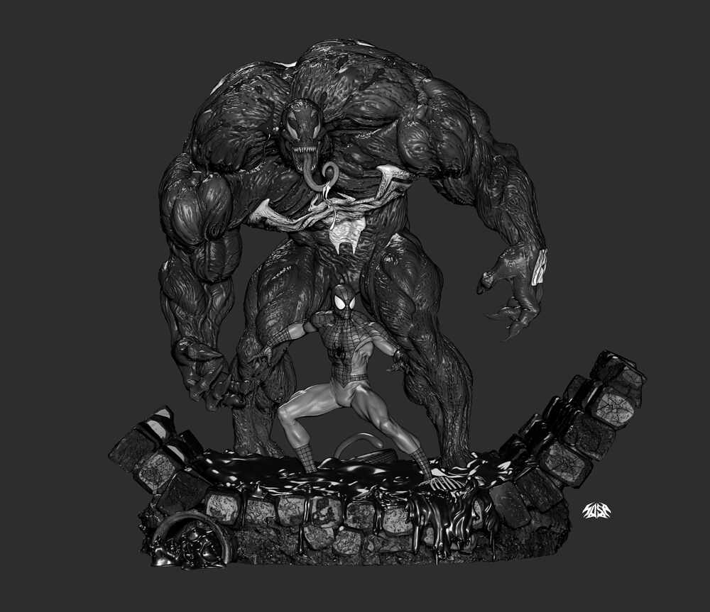 SPIDERMAN_DIORAMA_VENOM_FULL_SHOT_FRONT_OCT_21_23_GRAY