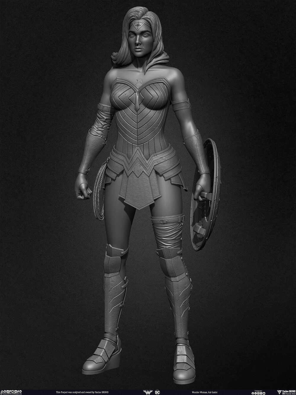 Wonder Woman Gal Gadot 3D Model sculpted by Yacine BRINIS 019