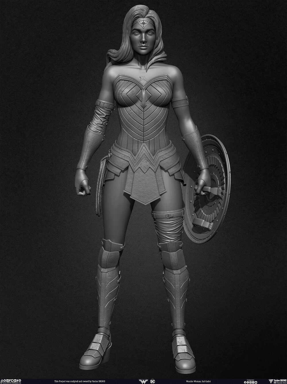Wonder Woman Gal Gadot 3D Model sculpted by Yacine BRINIS 016