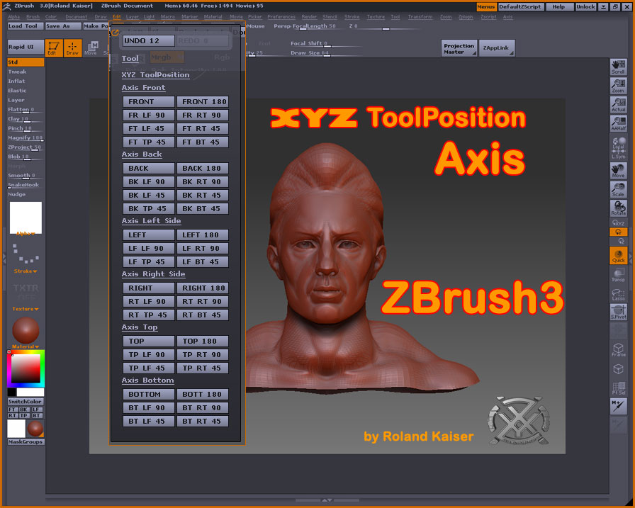 change xyz axis size zbrush