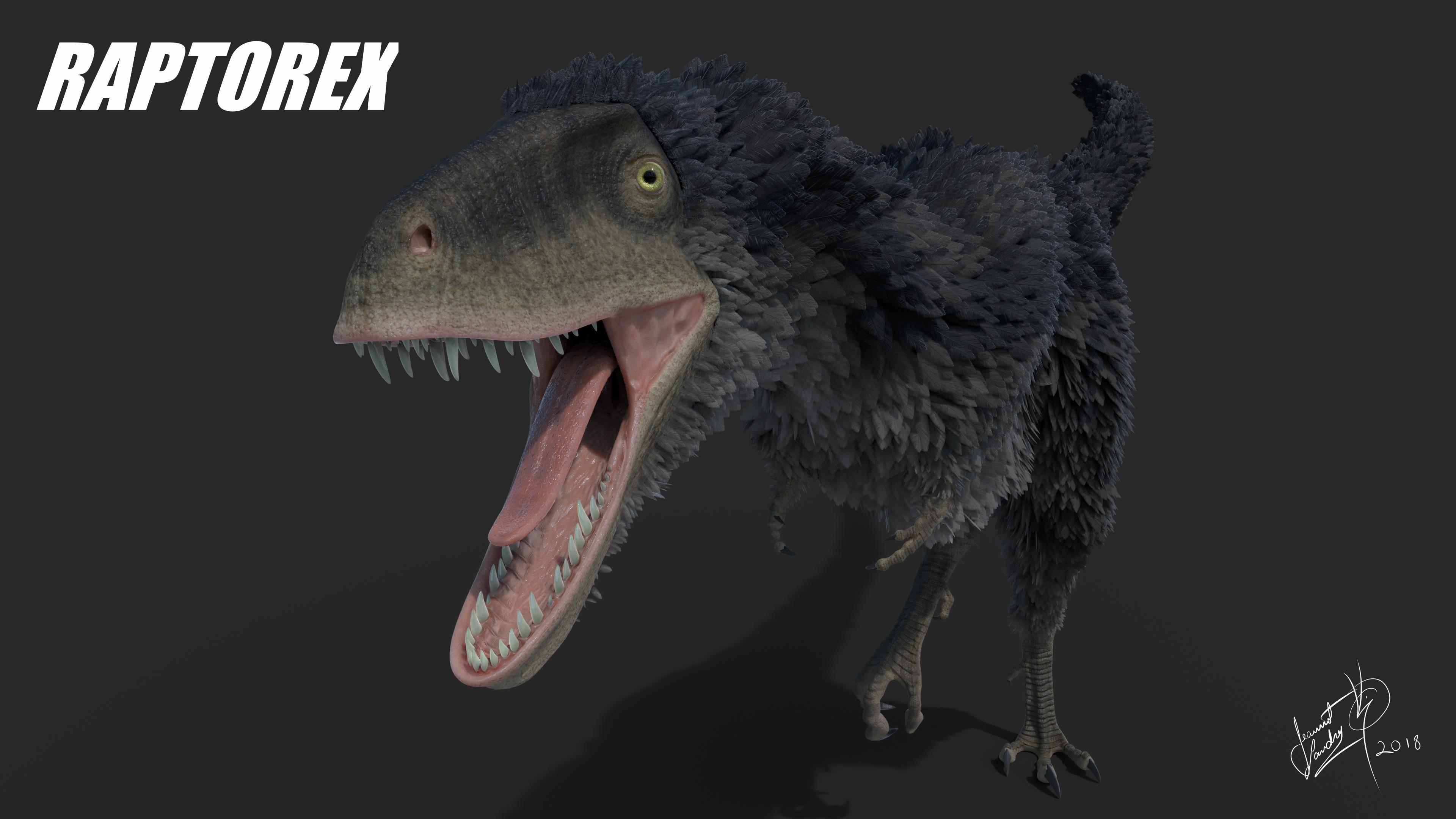 Raptorex_Feathered_PosedCloseUp_4K_by_Jeannot_Landry_2018_compressed.jpg