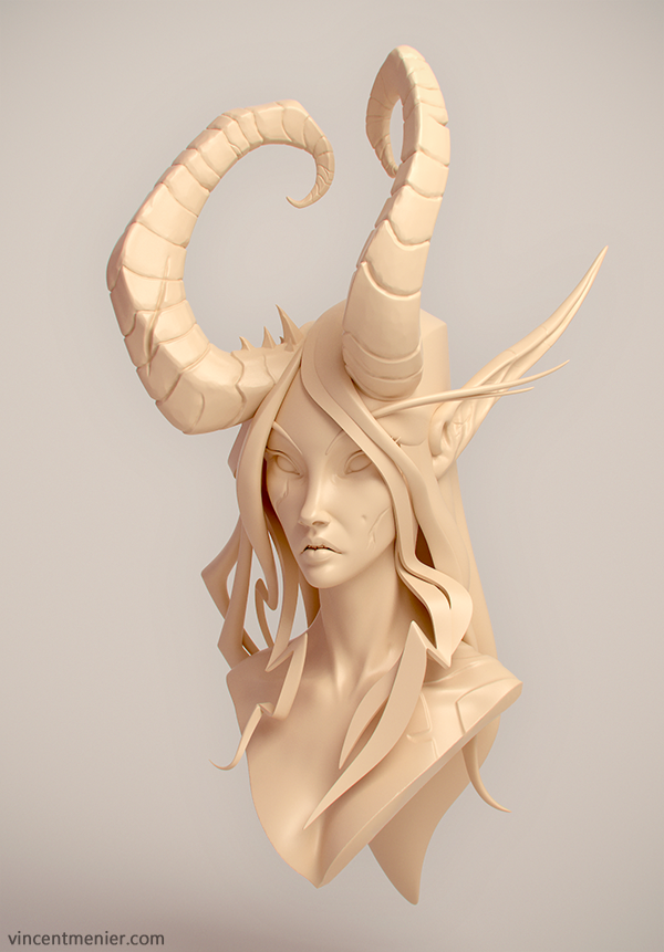 DemonHunterBust_clayrender_by_Vincent_Menier_s.png