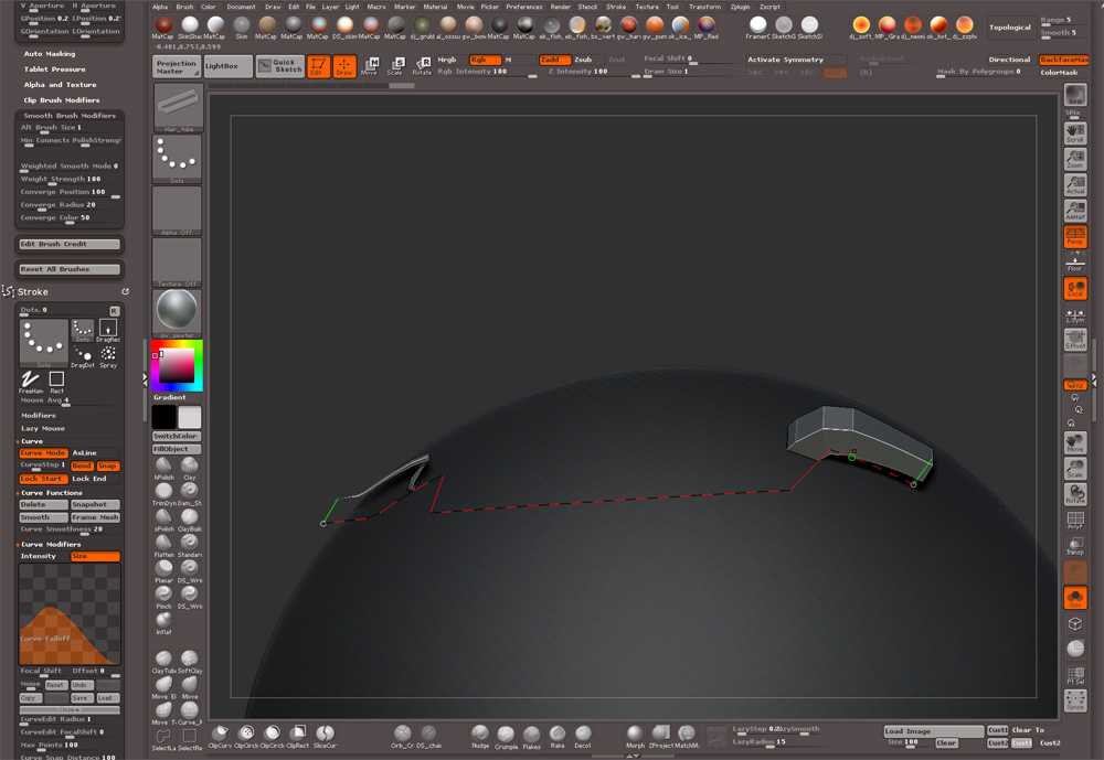 curve snap surface zbrush