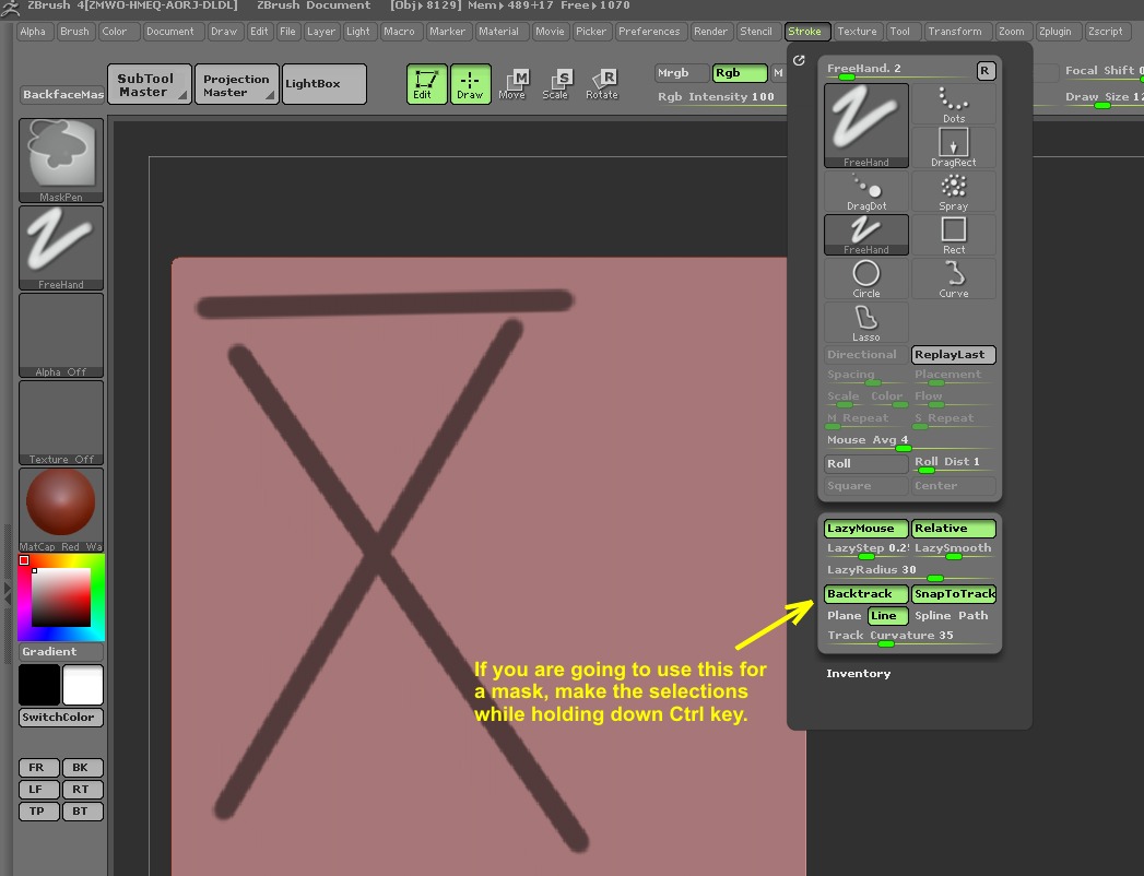 draw a straight line in zbrush