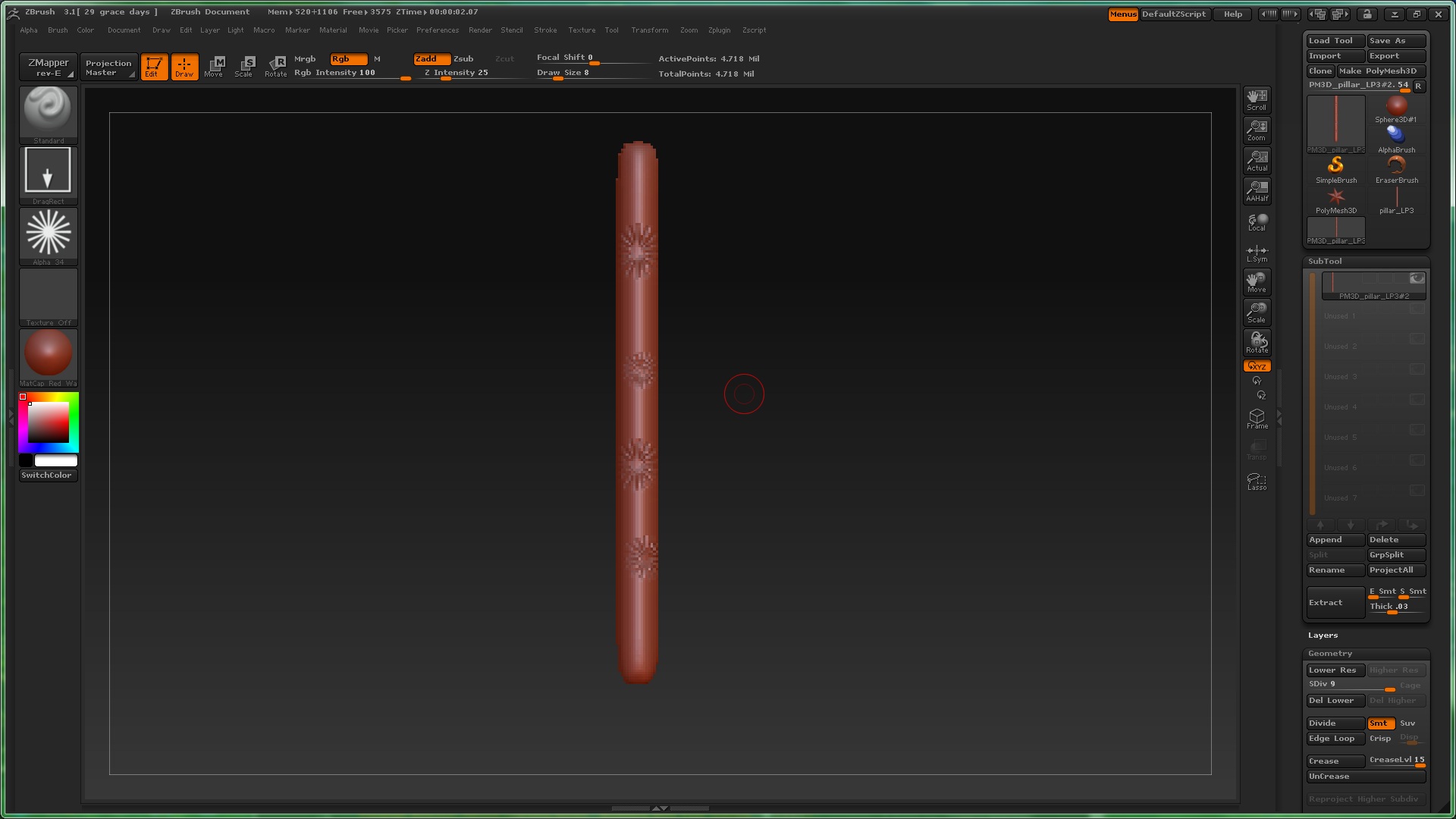 imported daz model is pixelated in zbrush