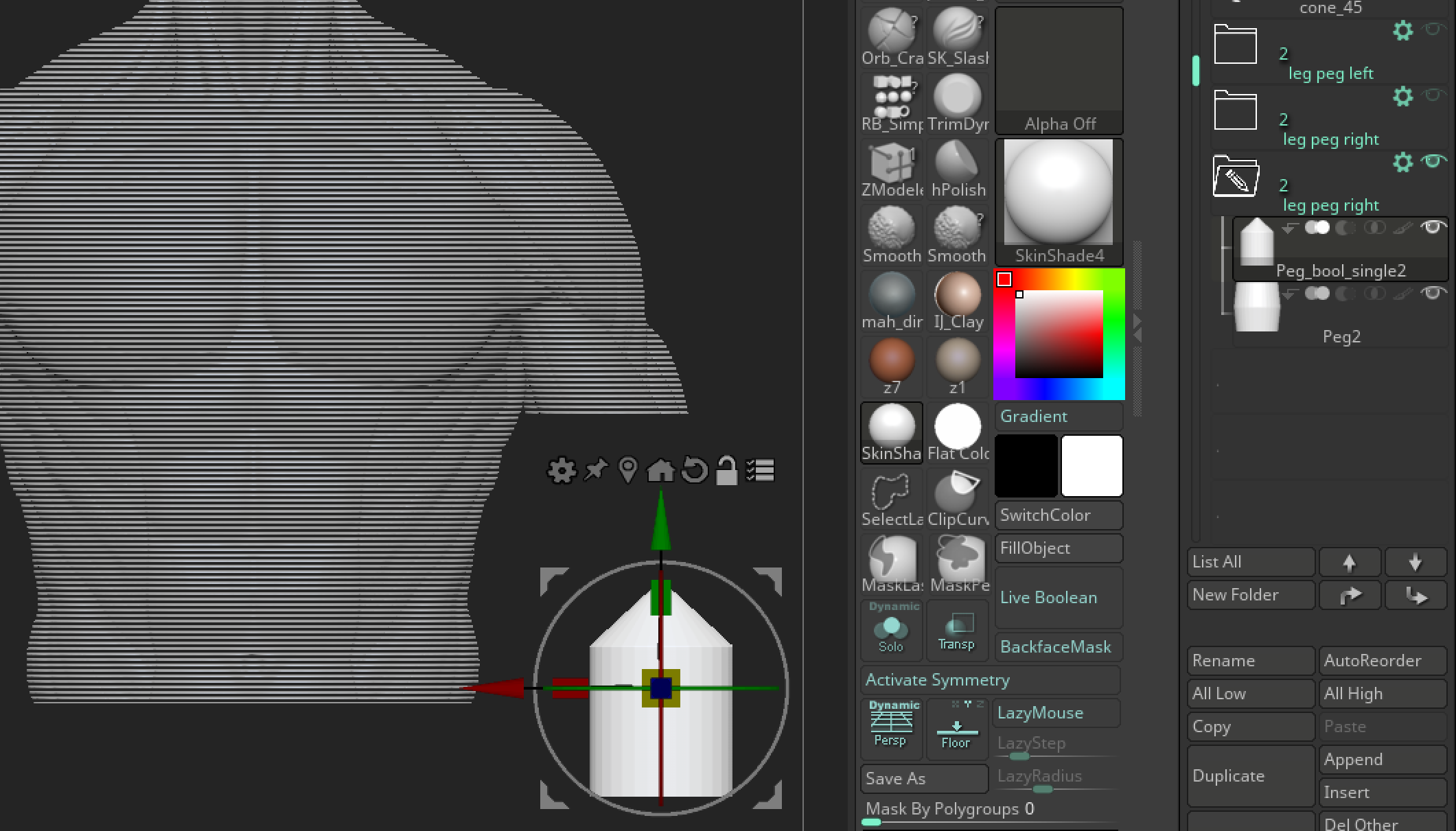 red axis mean zbrush
