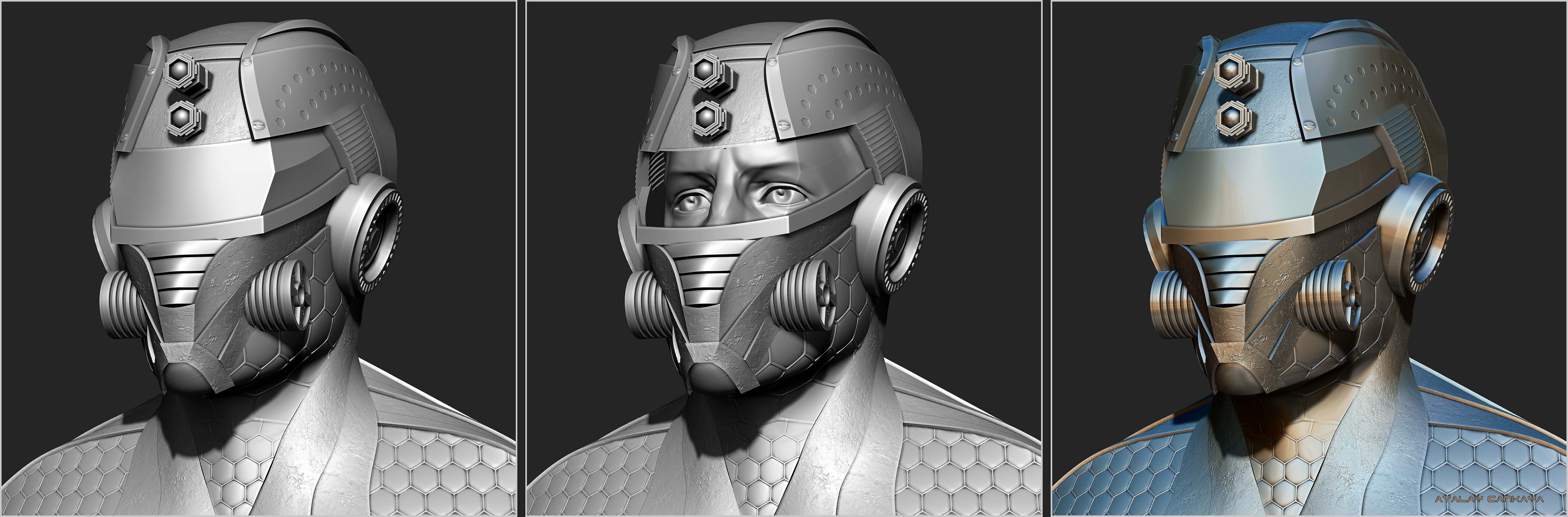 Futuristic Soldier Helmet - Clay 3.jpg