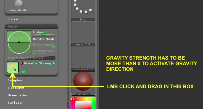 gravity in zbrush