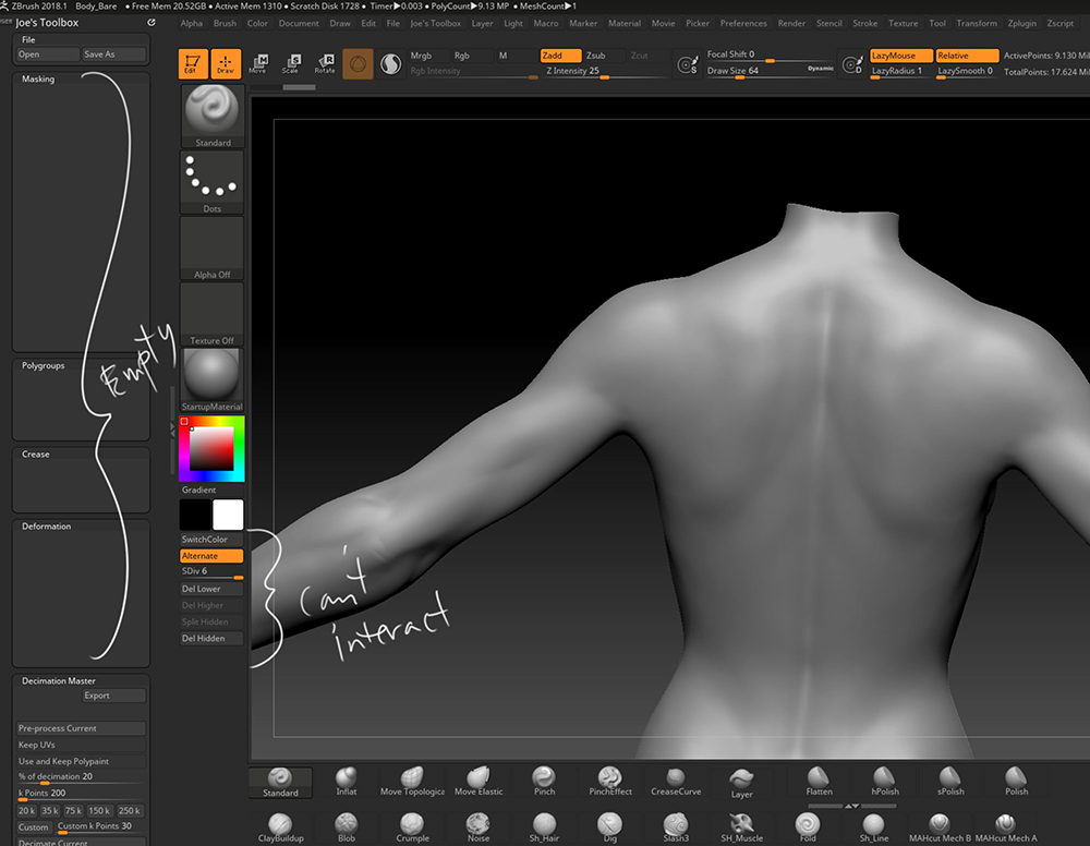 my toolbar disapeared zbrush 2018