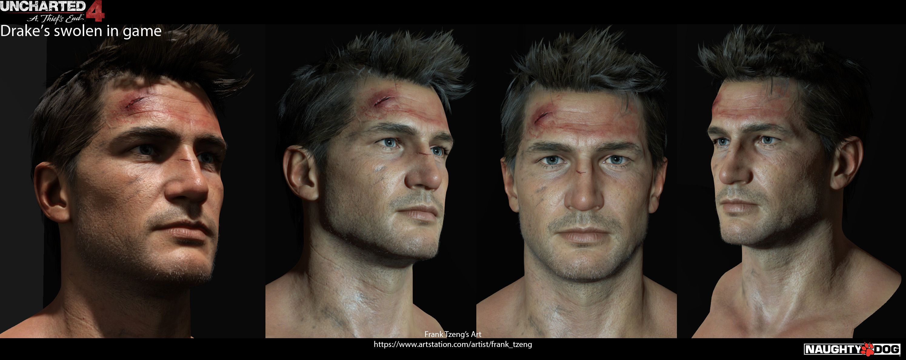 Frank Tzeng - Nathan Drake- Uncharted 4 head and arm details