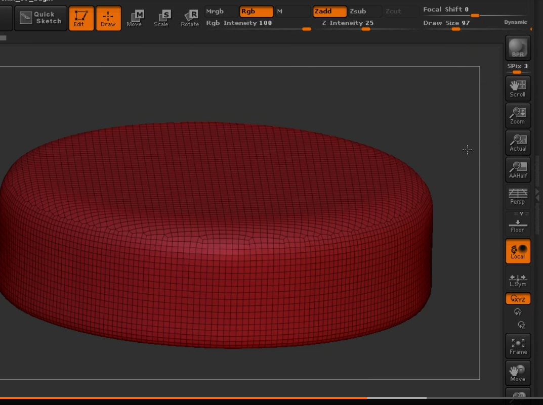 how to subdivide a section zbrush