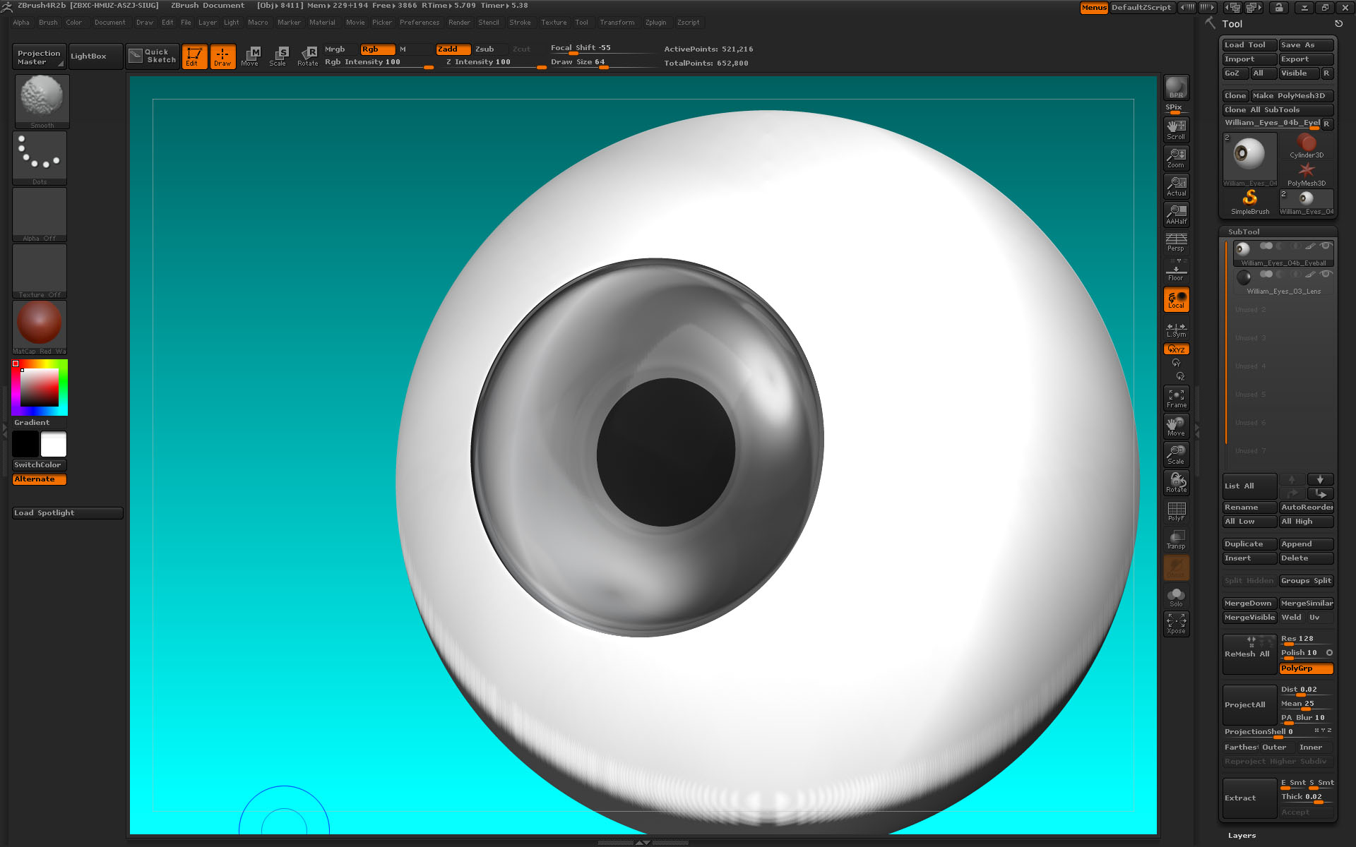 can i make a subtool seethrue in zbrush