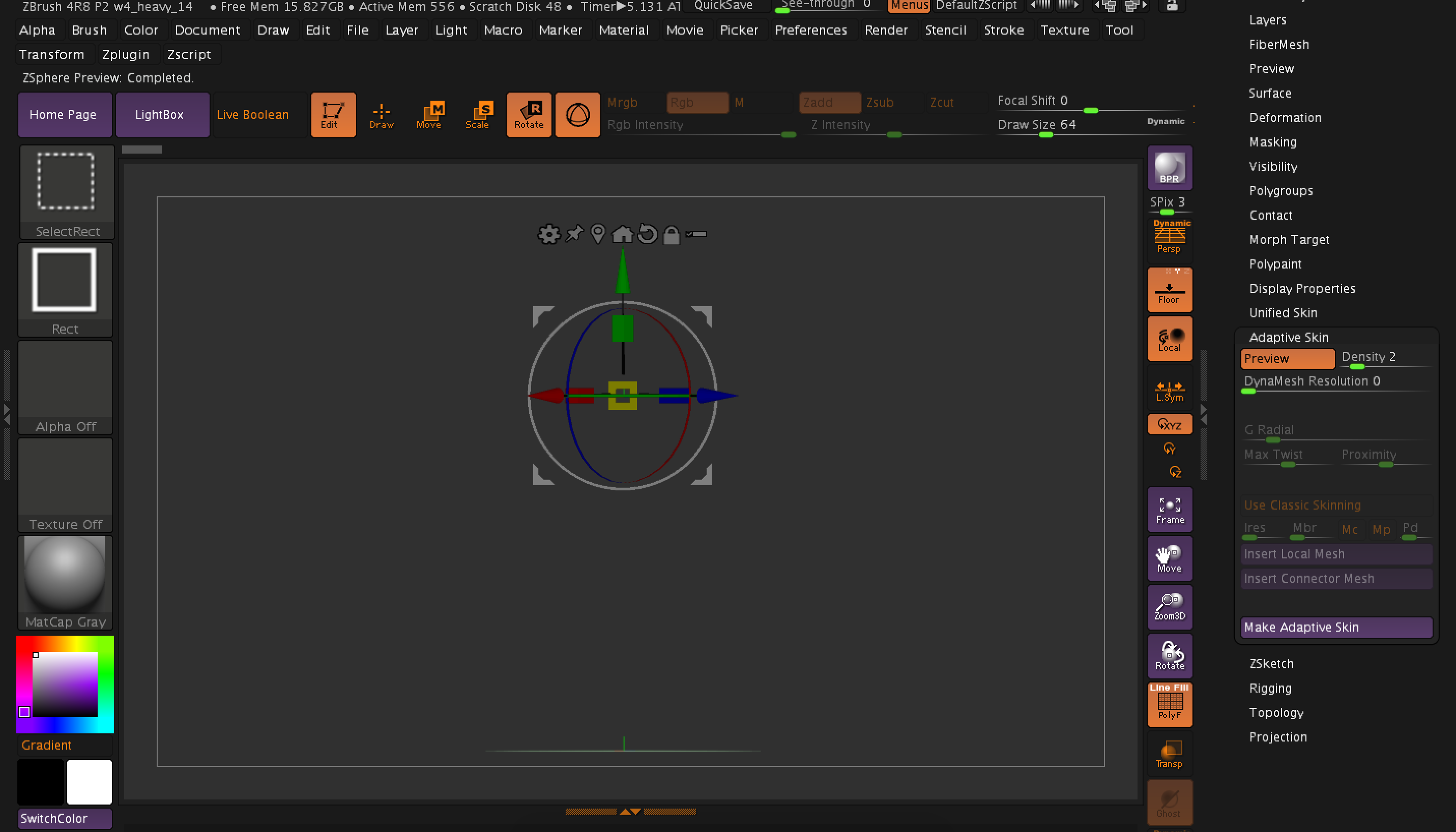 ZSphere to Adaptive skin error?? ZBrushCentral