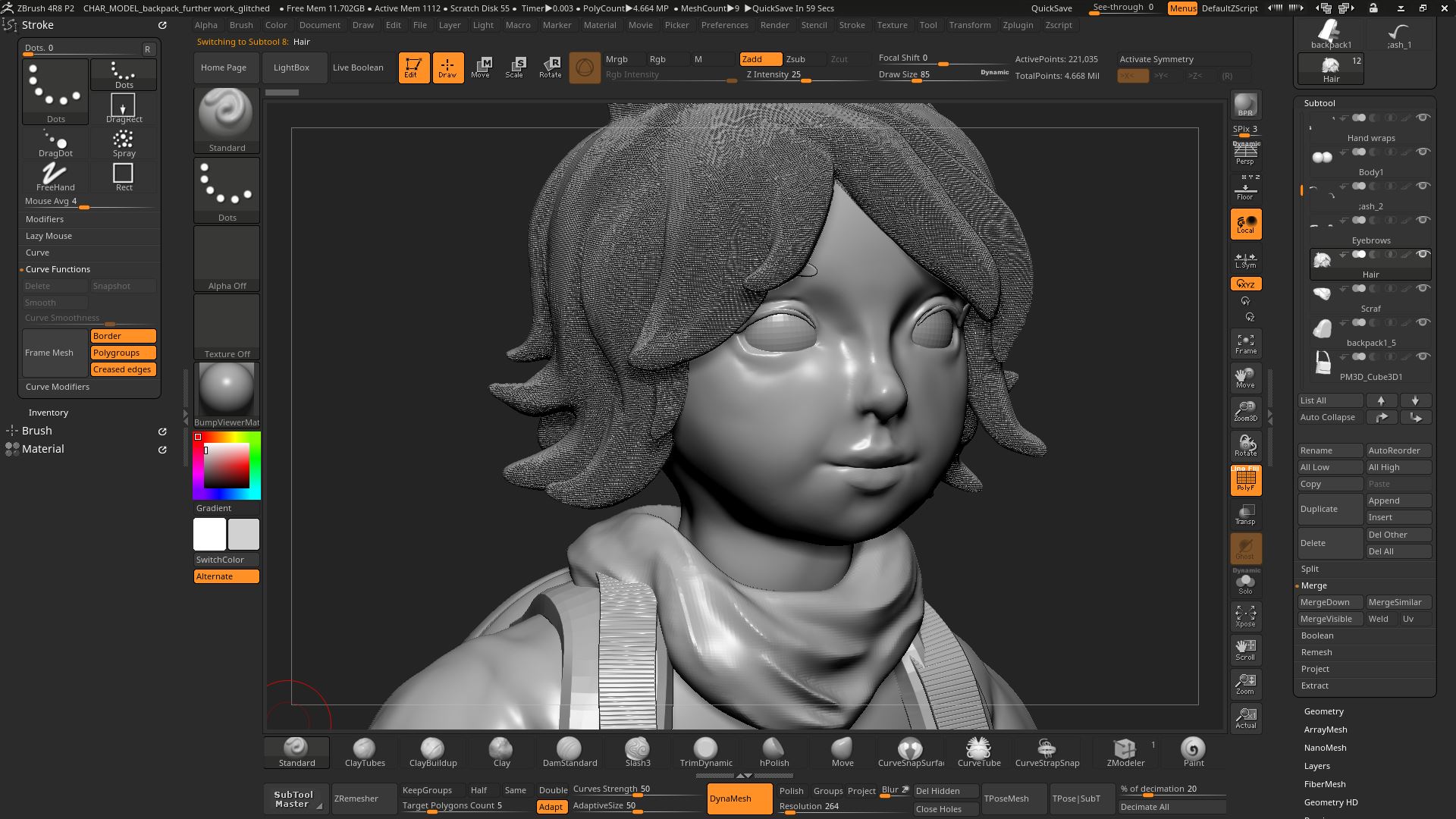 when polyframe is on the screen is dark zbrush 2018