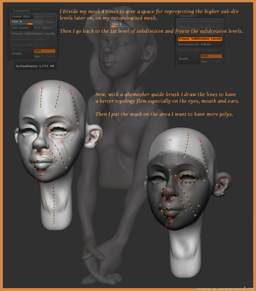 making a mesh low poly zbrush