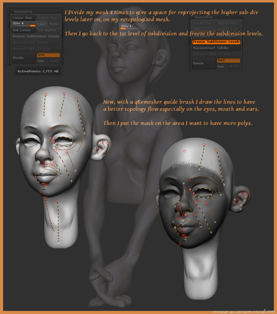 zbrush create low poly from high poly