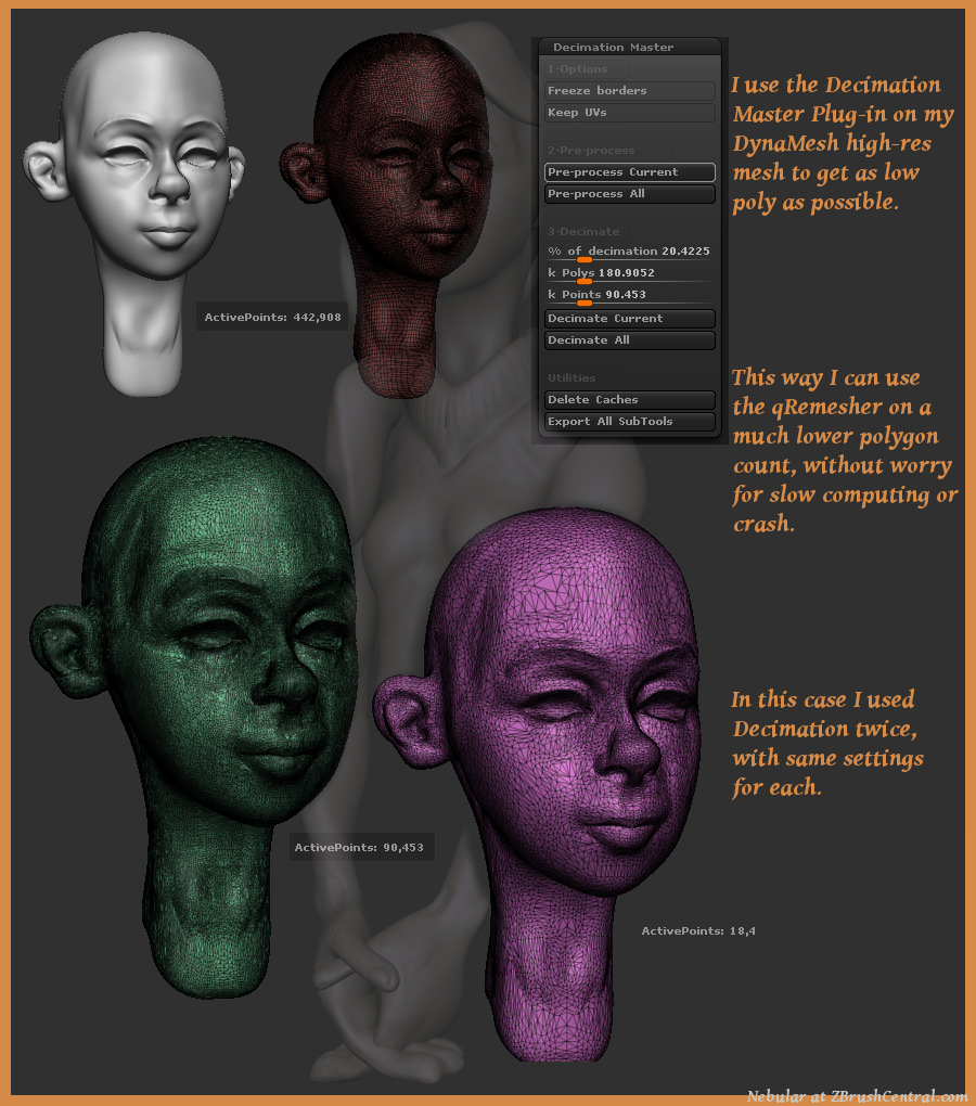 making a mesh low poly zbrush