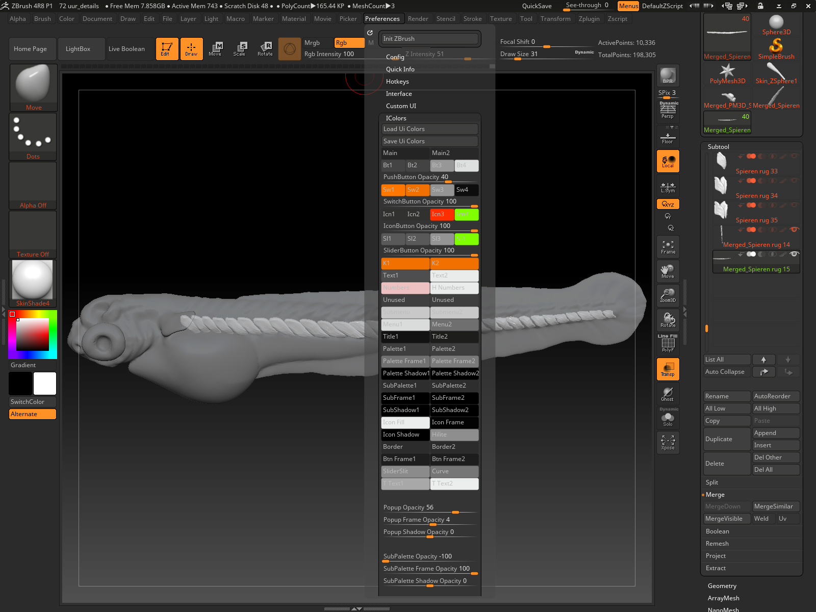 zbrush center subtool