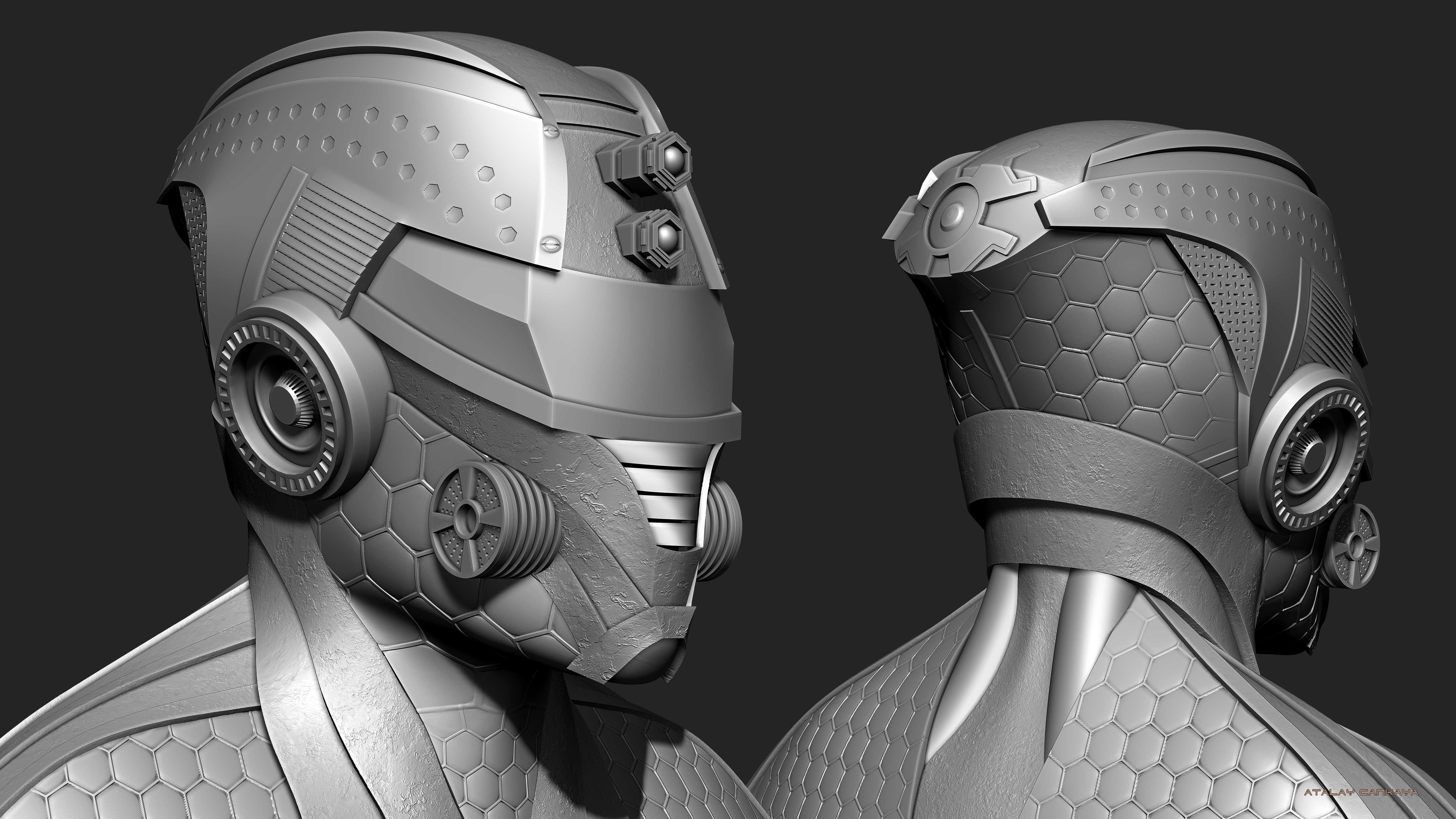Futuristic Soldier Helmet - Clay 1.jpg