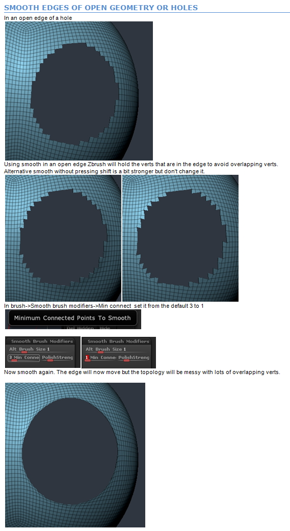 how to freeze borders when smoothing zbrush