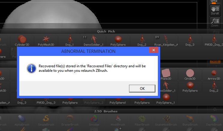 zbrush abnormal termination on launch