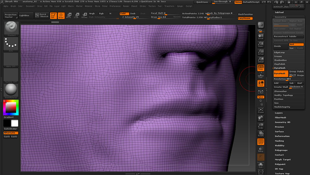 Cant dynamesh zbrush