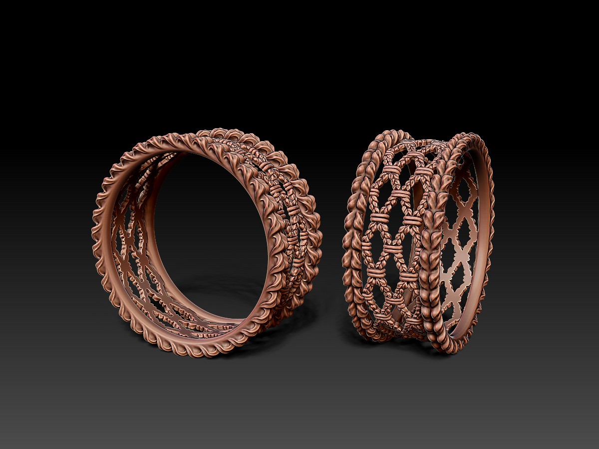 Spikelets Gold Ring - 3D model in ZBrush