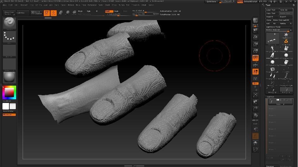 mesh to be partialy hiden zbrush