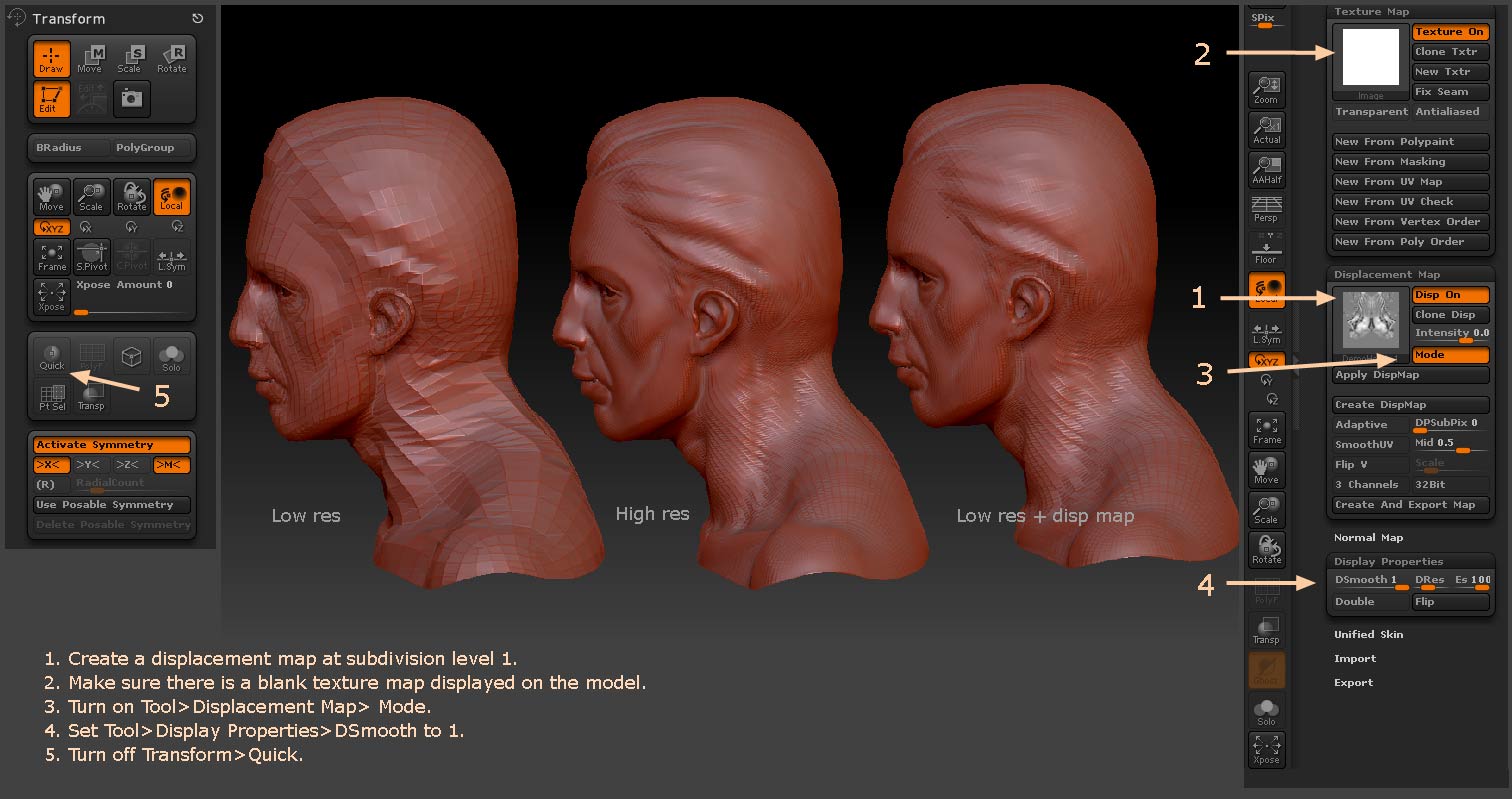 apply displacement map zbrush