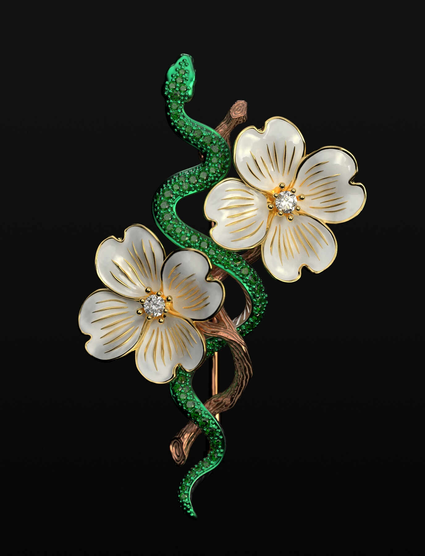 Wooden Snake Brooch ZBC0