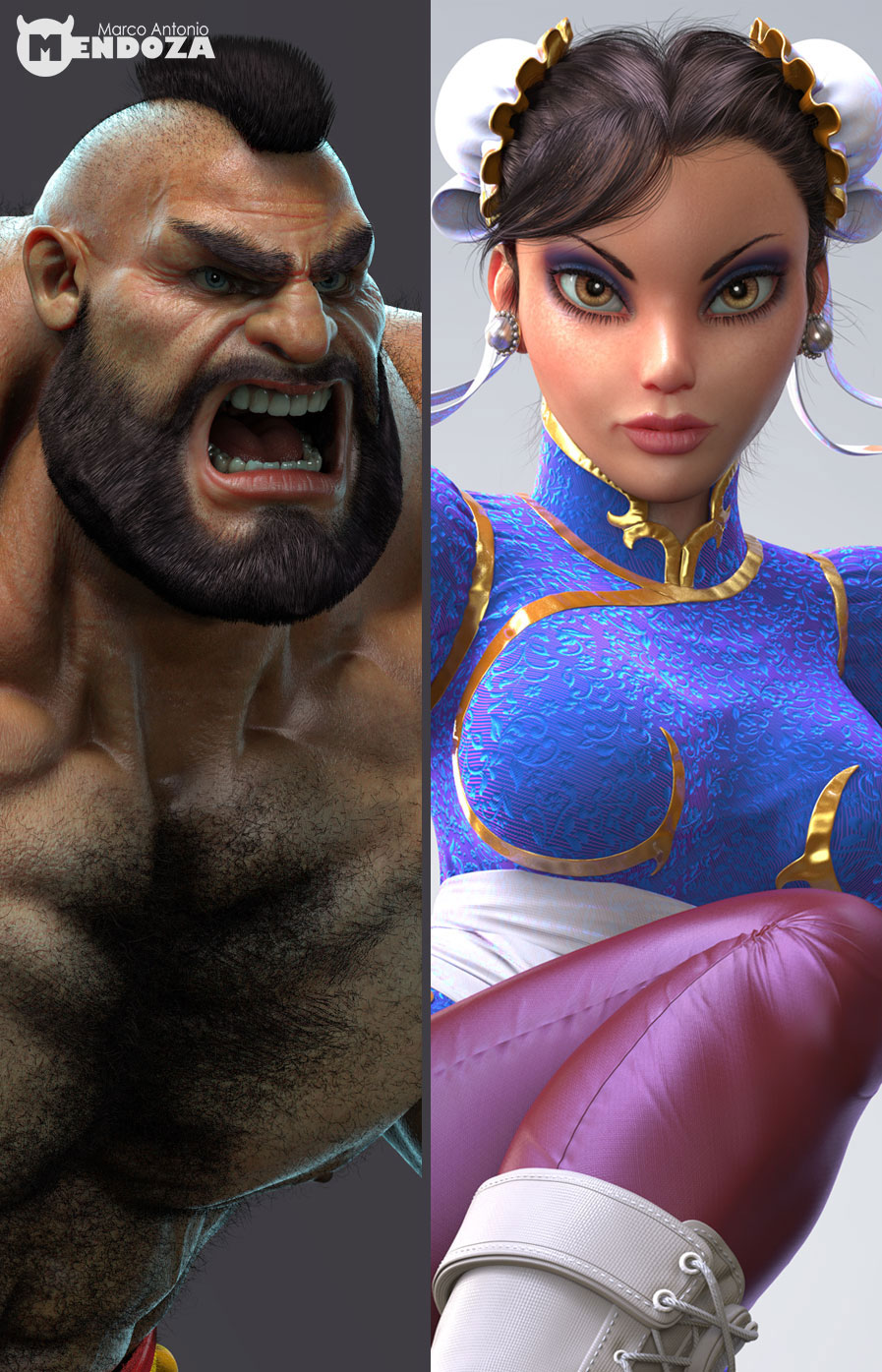 Street fighter fan art : Zangief and chun lee - ZBrushCentral