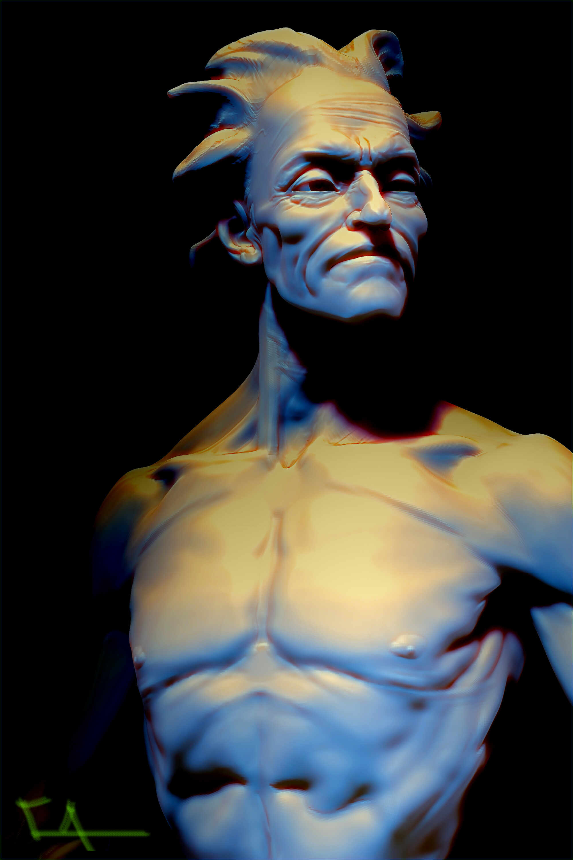 Realistic Rick Sanchez by Darya Girina sculpting_Movement and expression research _11