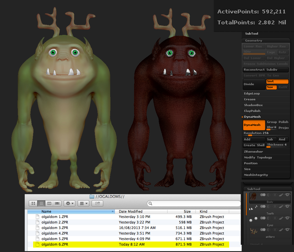 how to reduce size of objects with zbrush