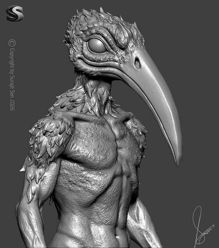 The Silent Ornitharch _Digital_Sculpture_SurajitSen_June2026_WIP