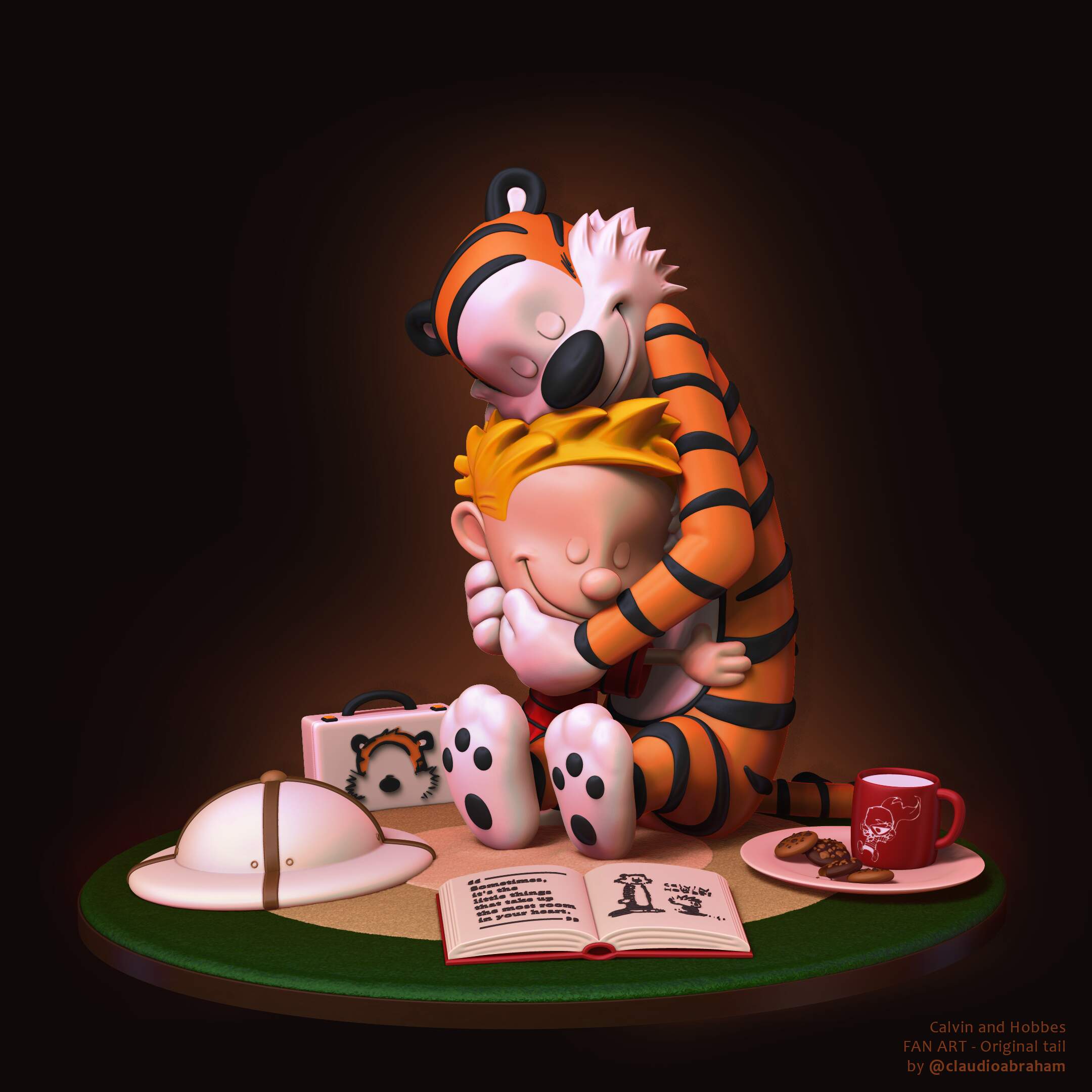 Calvin and Hobbes Diorama - 191f - Soulbonding Render - Tail 1 - Color - Front - Signed